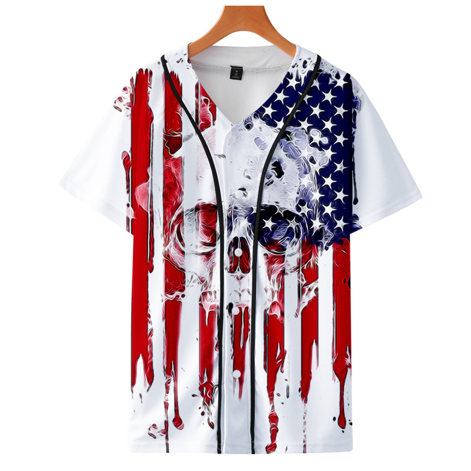 アメリカ国旗スカルイーグル野球 Tシャツヒップホップシャツカ - Streetwear Brand In Usa のレビューと価格