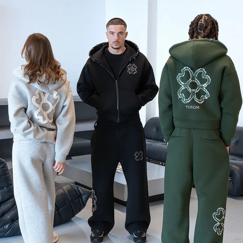 春秋オーバーサイズ四つ葉のクローバーアップリケジップアップフ - Streetwear Zipper のレビューと価格