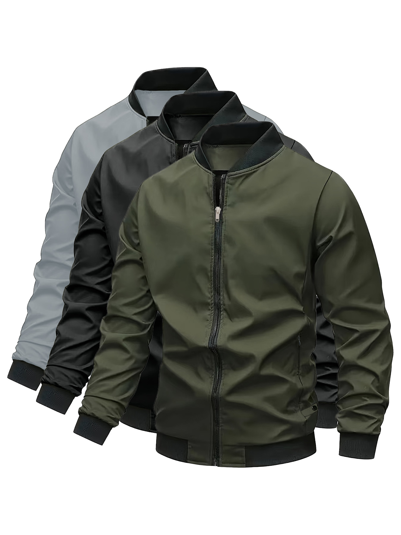 メンズジップアップベースボールジャケット、トレンドのマッチン - Streetwear Zipper のレビューと価格
